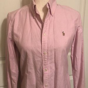 RALPH LAUREN Custom Fit Womens Pink Shirt Extra Buttons Button Up Size Small